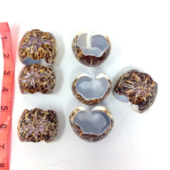Vintage Tortoise Shell Hand Carved Napkin Rings - Picture 4 of 6